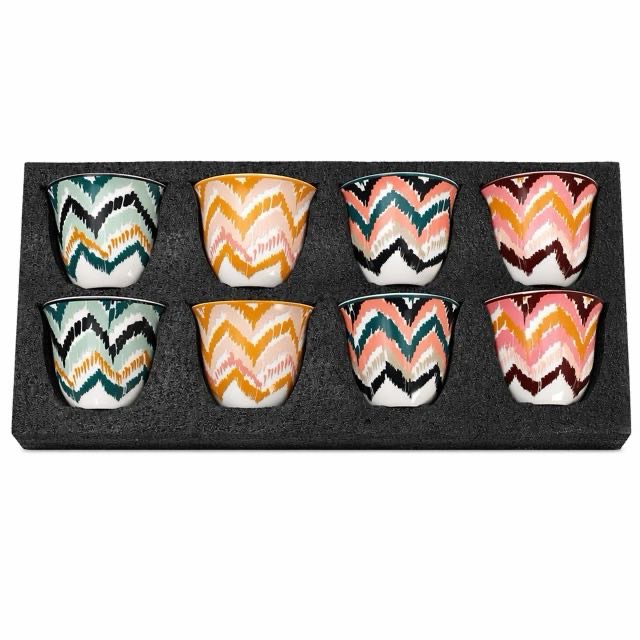 Boho Wave Ceramic Teacup 8Pcs ຊຸດຂອງຂວັນສໍາລັບຊາ Espresso