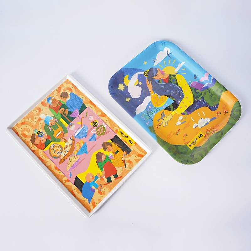 Custom Cartoon Bamboo Fiber Tray Kids Tray