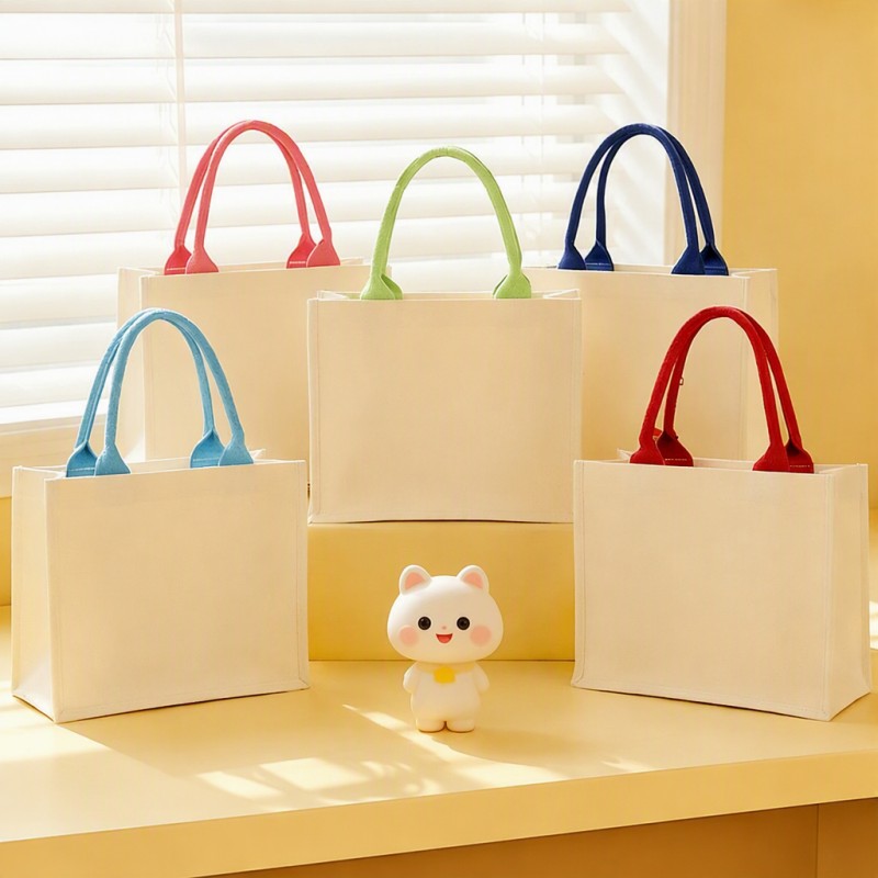 Custom Contrast-Handle Canvas Gift Bag Tote Bag