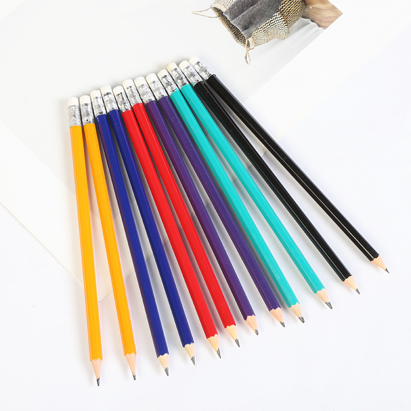 Custom Printed Wooden Pencils HB ດ້ວຍຢາງຢາງ