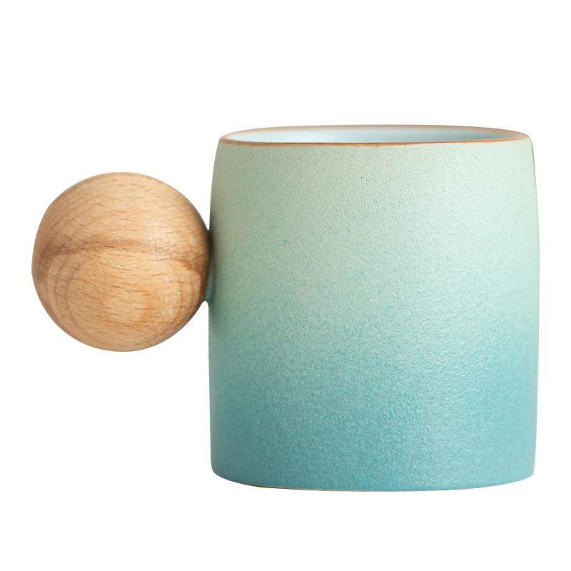 Gradient Ceramic Mug ໄມ້ຈັບບານສໍາລັບຂອງຂວັນເຮືອນ