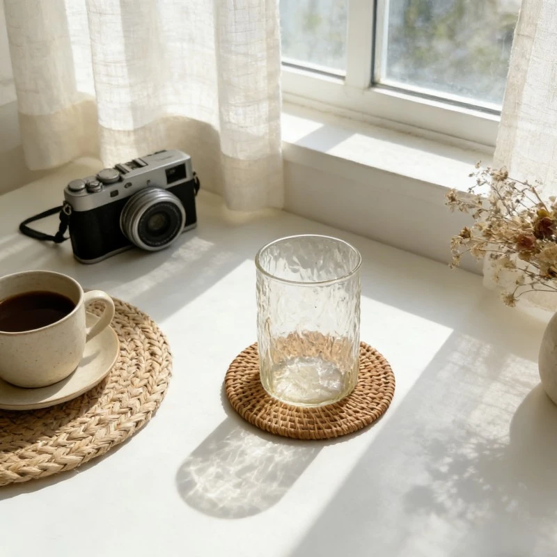 Hand Hammered Bark Texture Glass Tumblers