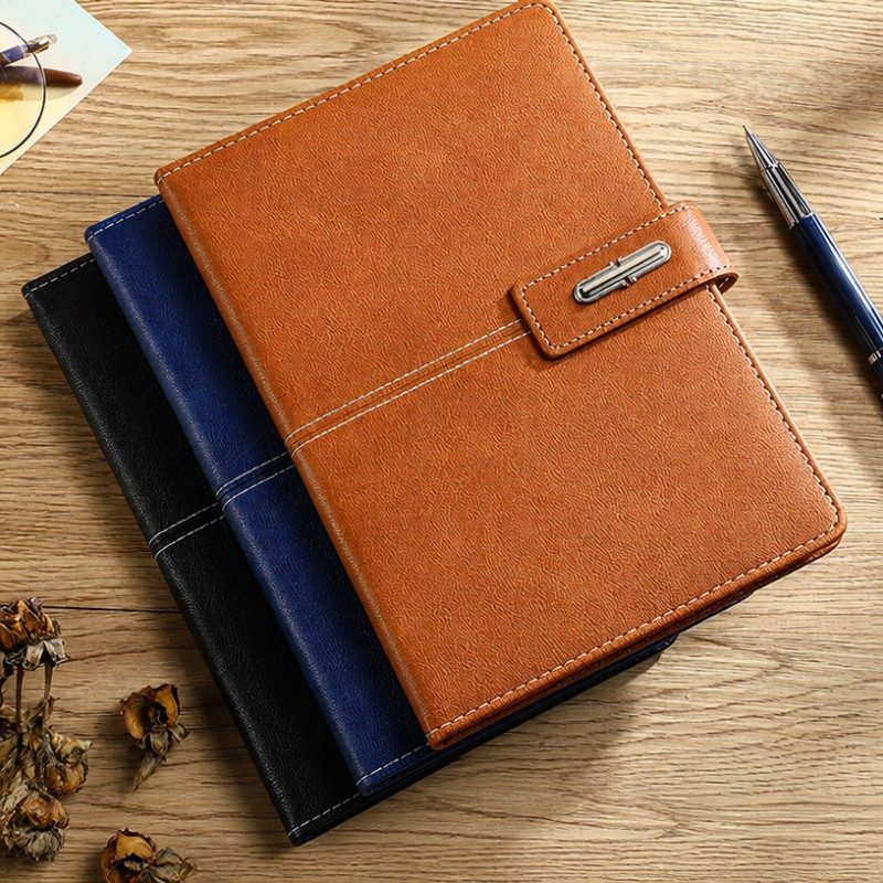 Metal Buckle ຫນັງ PU Hardcover Custom Logo Journal Notebook