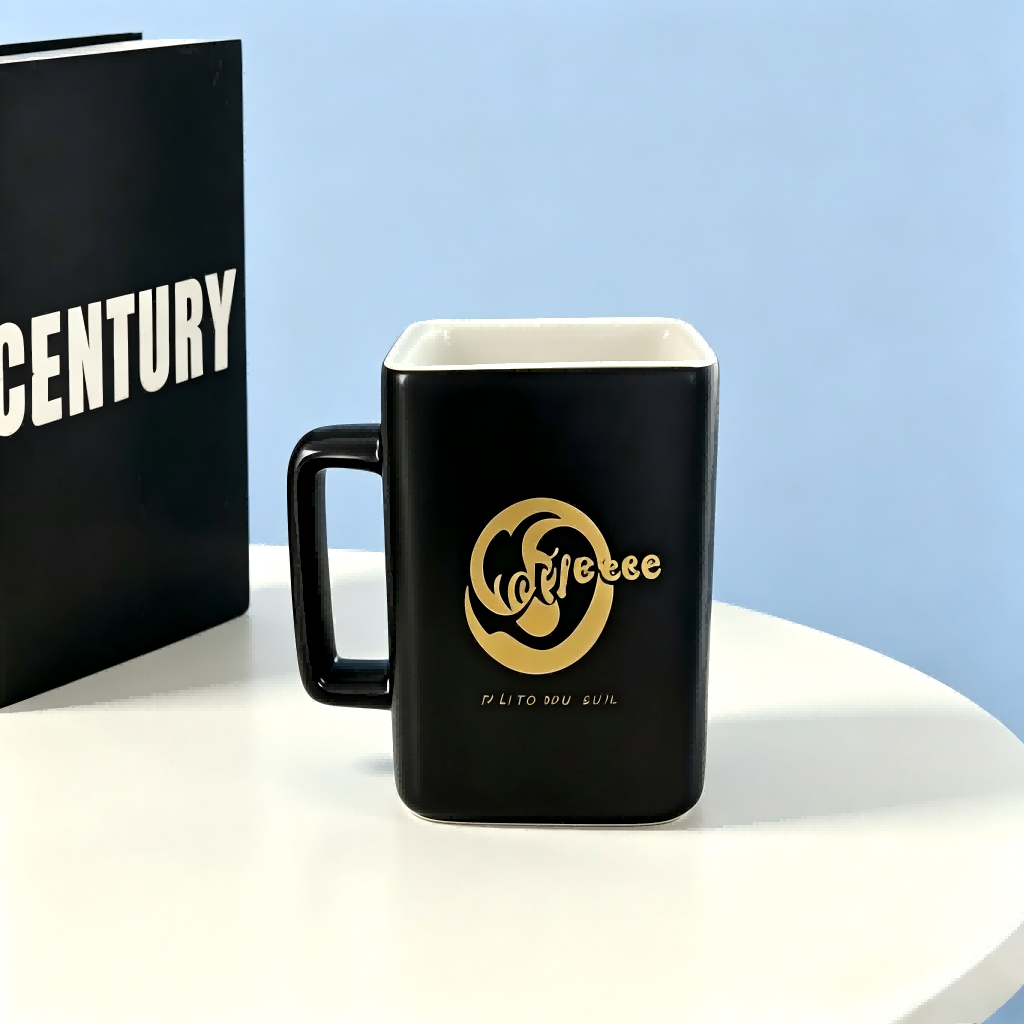Square Gold Foil Ceramic ຈອກກາເຟ