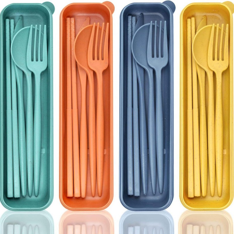 Wheat Straw Utensil Portable Set with Storage Case